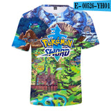 Men and Women Pokemon Pikachu T Shirt Pokemon Sword and Shield3d Digital Short Sleeve T-shirt