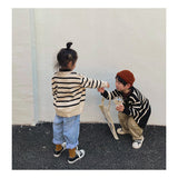 Spring Tops Children's Striped Knitted Cardigan Casual Long-Sleeved Sweater