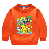 Children Pokemon Pikachu Hoodie Boy Fleece-Lined Autumn