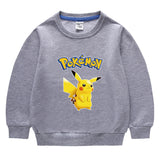 Children Pokemon Pikachu Hoodie Spring and Autumn Solid Color round Neck Sweater
