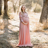 Maternity Clothes Dress Women's Clothing Chiffon Patchwork Pregnant Women's Mid-Sleeve Long Dress Dress