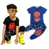 Children Boy Co Ord Summer Cartoon Spider-Man Short Sleeve T-shirt Harem Pants 2 Piece Set