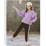 Children's Autumn and Winter Sports Sweater Two-Piece Loose Top Children Girl's Pants