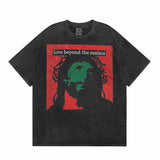 SAINT MICHAEL Vintage T Shirt Direct Spray Washing Water Old Short Sleeve