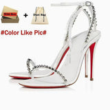 Louboutin-style red bottom shoes european station cl red bottom high heels pointed toe super high heel stiletto spring & fallflats women's shoes flatsexportplus size shoes