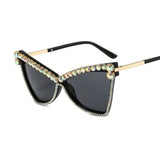 Trendy punk glasses cat eye diamond uv protection