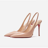 Louboutin-style red bottom shoes cl red bottom flats back elastic thin heel women's high heels pointed toe wedding shoes cm.cm.cm back elastic sandals