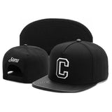 Trendy flat brimmed hat letterc leather