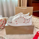 Louboutin-style red bottom shoes guangdong version european station cl red bottom shoes best selling studded shoes studded shoes fashioneasiest for match red bottom studded sneakers