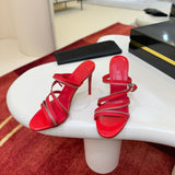 Louboutin-style red bottom shoes cl zipper high-heeled sandals accessible luxury red open toe casualgoatskin slippers creative stylish bag