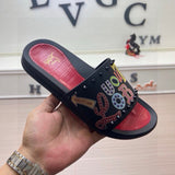 Louboutin-style red bottom shoes fashionexportcl red bottom rivets men's slippers summertrendy flip-flops lightweight non-slip beach shoes cool flip-flops