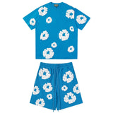 Denim Tears Outfit: T Shirt/Shorts (Separate Purchase Options) Puff Print Short Sleeve T-shirt Loose Couple Shorts Suit