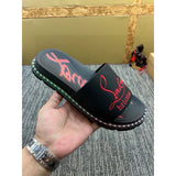 Louboutin-style red bottom shoes fashionexportcl red bottom rivets men's slippers summertrendy flip-flops lightweight non-slip beach shoes cool flip-flops