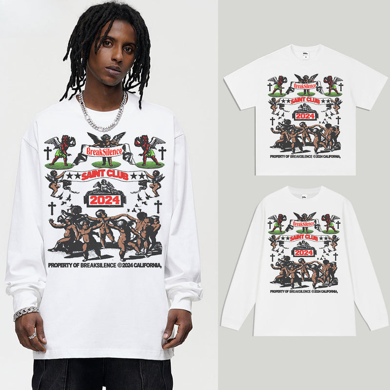 Vintage T-shirts American Vintage Printed Small Neckline Short Sleeve T-Shirt Pure Cotton