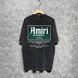 Amiri washed t-shirt flower diamond nameplate short sleeve
