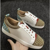 Louboutin-style red bottom shoes cl red bottom shoes european station export men's shoes rivet sneakers trendyflats breathable willow couple style