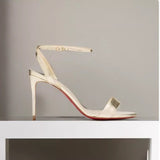 Louboutin-style red bottom shoes cl red bottom one-piece strap cross high-heeled sandals round toe shoes women's shoes high heels sandals red bottom round toe sandals