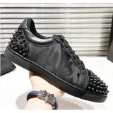 Louboutin-style red bottom shoes european station export model: cl red bottom studded shoes embroider men's sneakers black casualcouple model