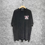 Amiri washed t-shirt flying eagle medal printing short sleeve