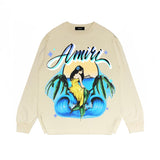 Amiri Long Sleeved Shirt Printed Trendy Pure Cotton