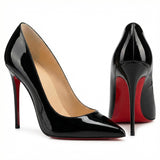 Louboutin-style red bottom shoes export patent leather cl red bottom high heels sexy pointed toe flatsflats black stiletto flats women