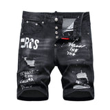 DSQ2 Short Jeans Ripped Patch Slim-fit Stretch Denim Shorts