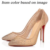 Louboutin-style red bottom shoes ballet shoes dance shoes european station cl french one-word celebrity elegant rhinestone sexy red bottom export high heels