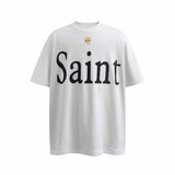 SAINT MICHAEL Vintage T Shirt Rainbow Apple Print Loose Short Sleeve