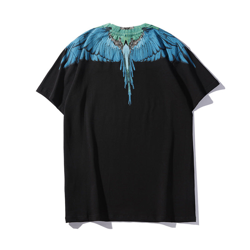 Marcelo Burlon T Shirt MB Jungle Blue Wings Seamless Printing Men and Women Same Style