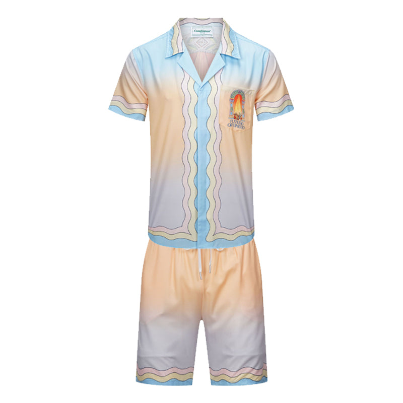 Casablanca Shirts And Shorts 2 Pieces Set Summer Ethnic Vintage