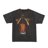 Men Vintage T-Shirts Vintage Washed Old Graffiti Loose Crew Neck Short Sleeves