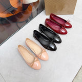 Louboutin-style red bottom shoes clfrench gentle style round toe sweetbows slip-on beautiful ballet shoes flats