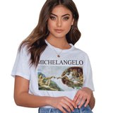 Caravaggio T-Shirts Women 'S Michelangelo Printed T-shirt Short Sleeve Women 'S Top