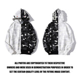 Shark Print Jacket Shark Head Black And White Luminous Coat