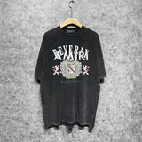 Amiri washed t-shirt lion medal printing short sleeve