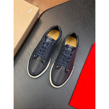 Louboutin-style red bottom shoes clmen genuine leather red bottom casual shoes imported cowhide breathable low-top sneakers trendy men's shoes