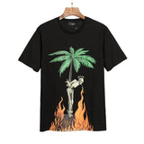 Palm Angels T Shirts Flame Skull Print T-shirt Loose Short Sleeve