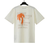 Palm Angels T Shirts Letter Painted Coconut Tree Print Short Sleeve T-Shirt