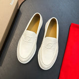 Louboutin-style red bottom shoes cl red bottom genuine leather loafers men business casual slip-on shoes easiest for matchplaid slip-on men's shoes
