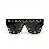 Trendy punk glasses sparkling diamond retro