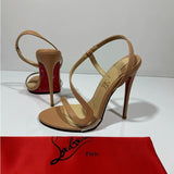 Louboutin-style red bottom shoes exportcl red bottom high heels socialite style elegant one-strap sandals socialite elegantsexy snake-shaped open-toe women's shoes