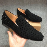 Louboutin-style red bottom shoes embroidered shoes fashioneasiest for matchcasual business thick sole glossy gentleman leather shoes red bottom wedding cl men's shoes