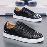 Louboutin-style red bottom shoes mencl red bottom casual shoes spiritual social boy sneakers fashiontrendy real rivets sequinwhite shoes nightclub
