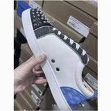 Louboutin-style red bottom shoes, popular european station cl red bottom shoes, electric embroidery style, low-top high-top men's shoes, red bottom couple, trendy rivets, casualtie back