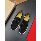Louboutin-style red bottom shoes european station red bottom soft leather pedals fashion business loafers can clexport rivet men's shoes