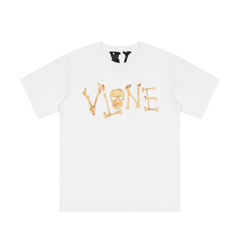 Vlone T Shirts Skull Bones Large V Printed Short Sleeve T-shirt Men and Women Couple Hip Hop Half Sleeve