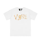 Vlone T Shirts Skull Bones Large V Printed Short Sleeve T-shirt Men and Women Couple Hip Hop Half Sleeve