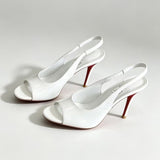 Louboutin-style red bottom shoes cmexport pointed toe cl high heels red super high heel women's stiletto open toe half drag red bottom sandals