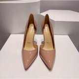 Louboutin-style red bottom shoes side hollow cl red bottom side hollow high heels sexy pointed toe flats single shoes stiletto heels women's shoes
