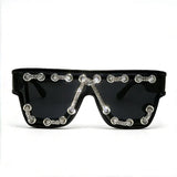 Trendy punk glasses sparkling diamond retro